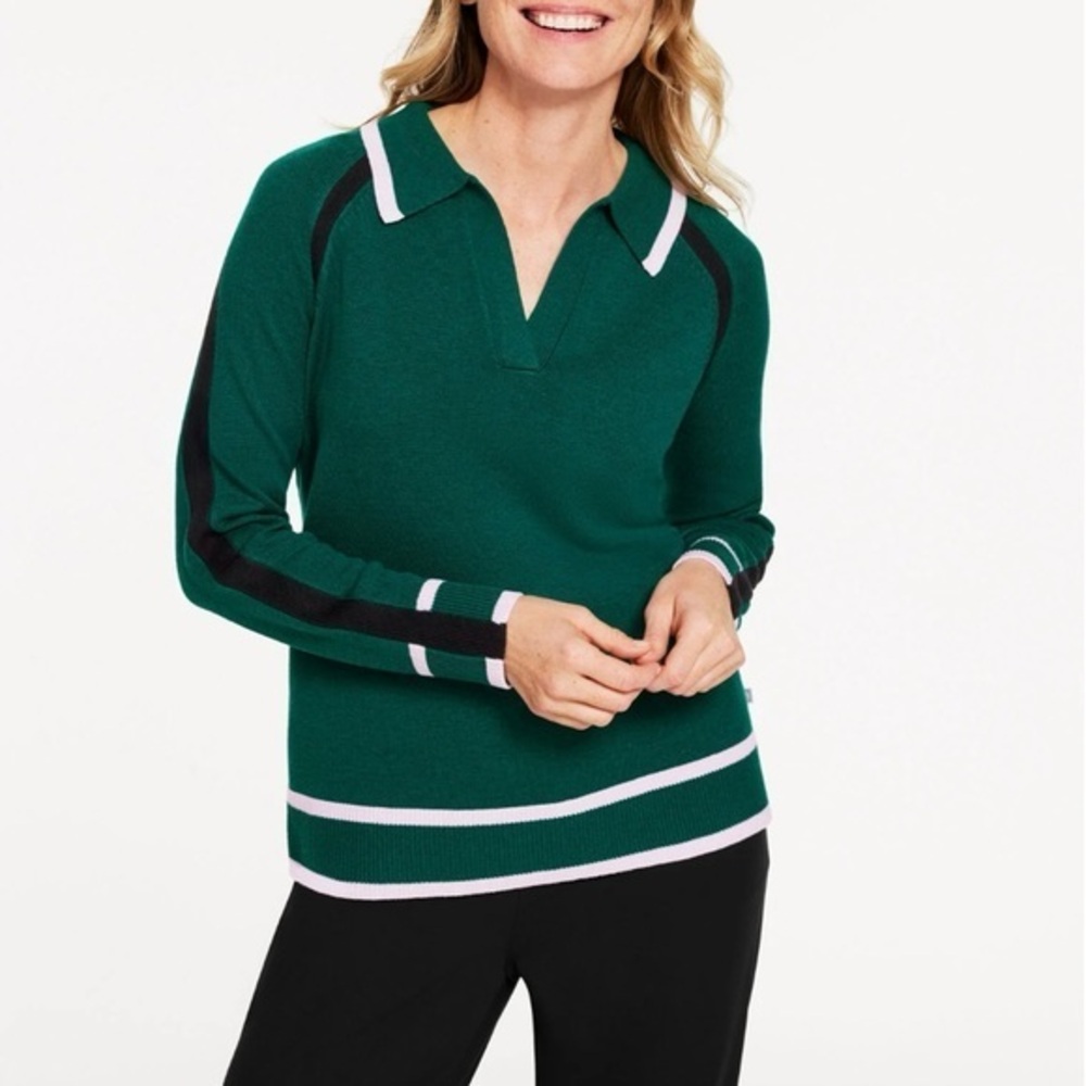 Talbots JOHNNY COLLAR SWEATER in PINE GROVE Size SP